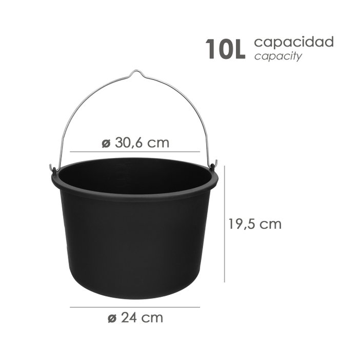 WOLFPACK LINEA PROFESIONAL Cubo Obra Italiano 10 Litres Noir WOLFPACK LINEA PROFESIONAL Cubo Obra Italiano 10 Litres Noir
