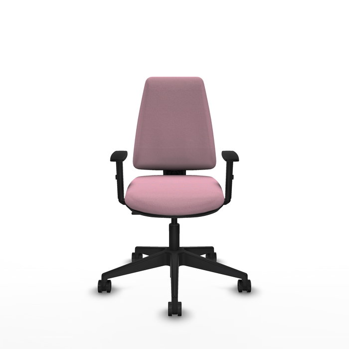 Chaise Elche Contact permament de base Tissu Rose Base pyramidale noire Accoudoir 1D Sans appui-tête Roulettes 65mm nylon