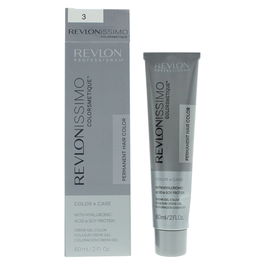 Revlon Revlonissimo Colorsmetique - Teinture capillaire permanente avec acide hyaluronique, couleur 3 Dark Brown, 60 ml