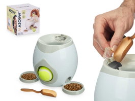 MASCOW Distributeur de friandises pour animaux avec balle Blanc-Gris