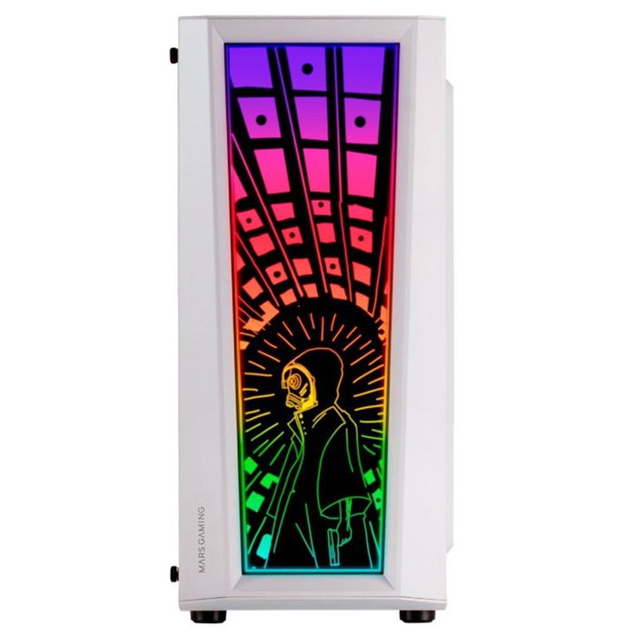 Mars Gaming Mc - Art Atx Boîtier PC Semitorre ATX avec Fenêtre en Verre Trempé RGB USB 3.0