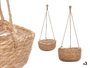 Giftdecor Lot de 3 Pots Suspendus en Esparto Bombé Naturel 27x59x27 cm (Set de 6)