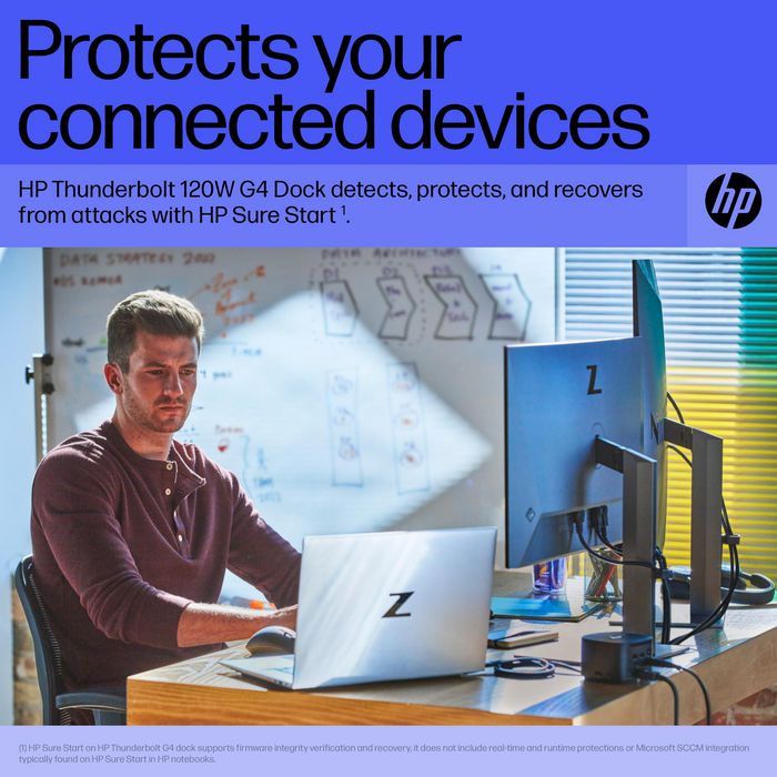 HP Station d'accueil Thunderbolt 4 120 W G4 - Pour PC et Mac - 4 écrans 4K, ports multiples (USB-C, HDMI, DisplayPort, USB-A, RJ45), technologie Intel vPro