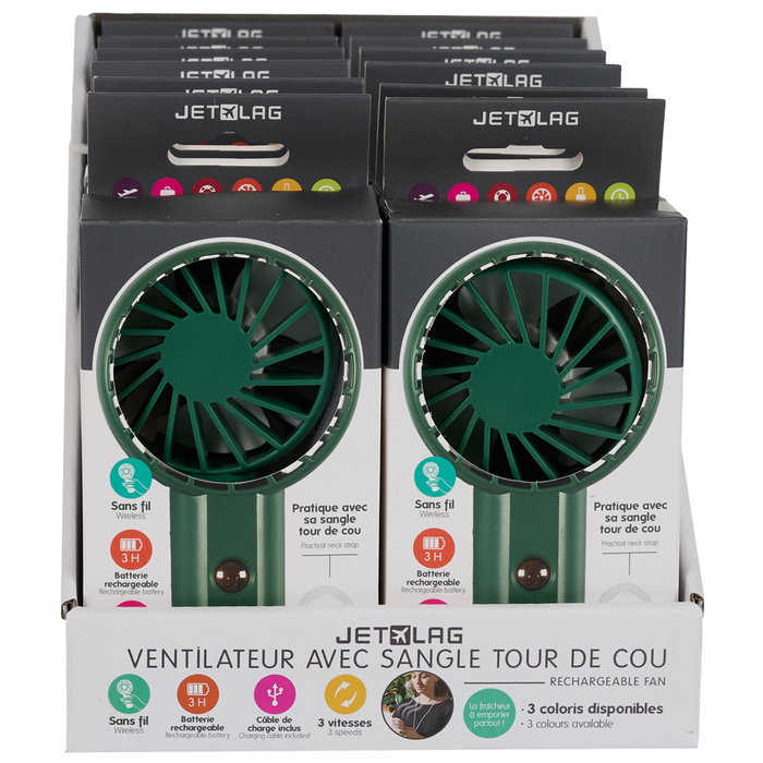 Jet Lag Ventilateur rechargeable avec cordon pour le cou