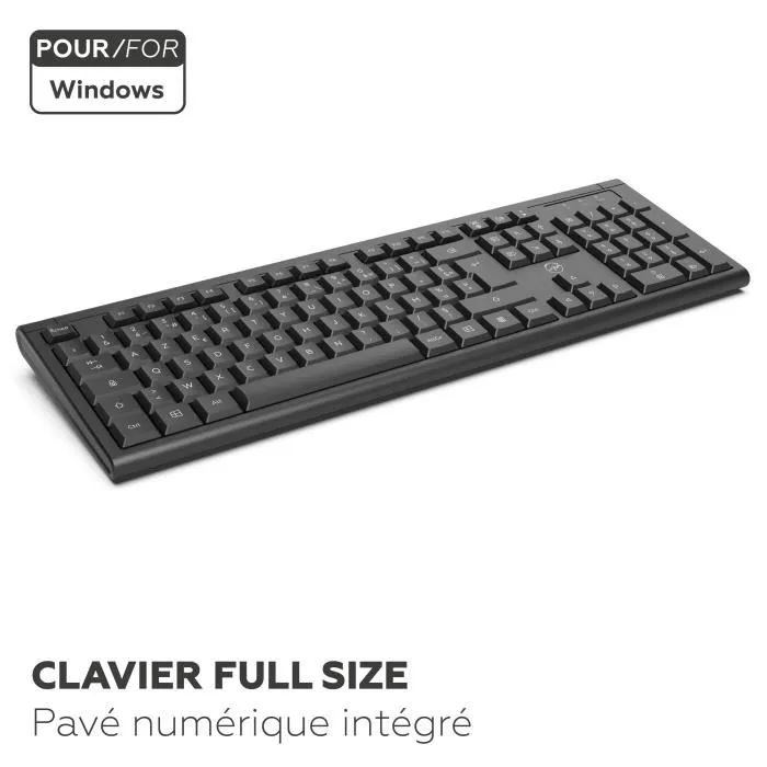 Mobility Lab Alpha Ensemble Clavier et Souris Sans Fil Ergonomique avec Pave Numerique Integre - USB