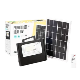 BX3 LIGHT Projecteur LED Solaire 30W 6500K avec Télécommande, IP65, Batterie Intégrée - Projet BX3-SOLARFL-30W-01 pour Extérieur