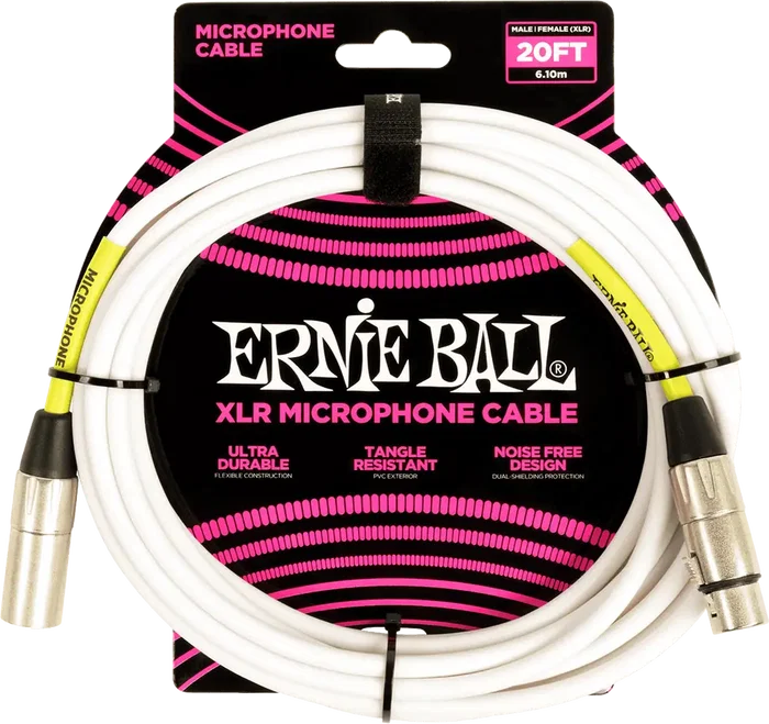 Ernie Ball Câble Microphone Classic XLR-XLR Blanc 6 m Ernie Ball Câble Microphone Classic XLR-XLR Blanc 6 m