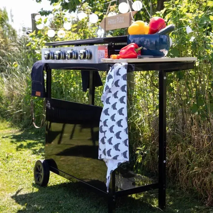 GARDEN MAX Plancha gaz Merida, Plancha à gaz sur chariot avec 4 feux, surface de cuisson 75 x 35 cm, acier émaillé noir, Bac récupérateur de graisse GARDEN MAX Plancha gaz Merida, Plancha à gaz sur chariot avec 4 feux, surface de cuisson 75 x 35 cm, acier émaillé noir, Bac récupérateur de graisse