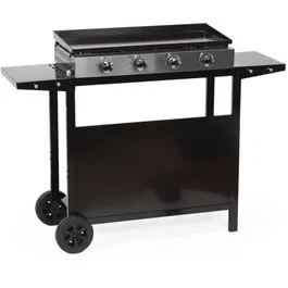 Garden Max Merida Plancha gaz 4 brûleurs sur chariot, Noir