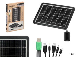 Argon Plaque Solaire Portable 8W USB Monocristalline Noir 28x2.5x19 cm (Set de 6)