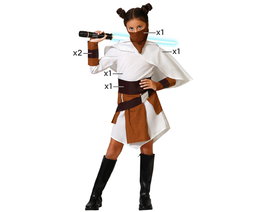 Déguisement Galaxia Fille Blanc avec Ceinture et Accessoires - Thème Univers - Taille 3-4 Ans