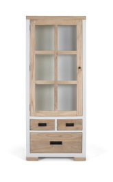 GINER Y COLOMER Vitrine en bois massif de mindi avec 3 tiroirs et porte en verre