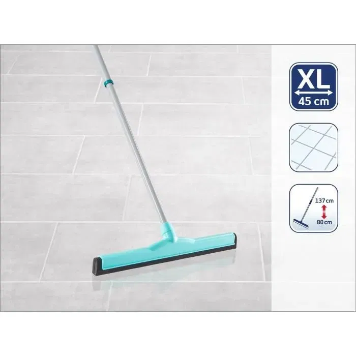 Leifheit Balai Raclette Sol Classic 56421, Largeur 45 cm, Double Lèvre Caoutchouc, Manche Télescopique 80-137 cm, Pour Carrelage et Pierre