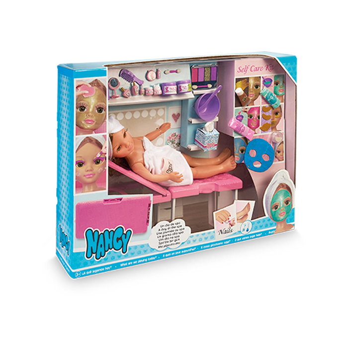 Nancy - Un Jour de Spa - Set de Soins de Beauté pour Poupée avec Camilla Pliable, Mascarillas, Ongles Thermochromiques, Palettes de Maquillage - Jouet pour Enfants de 3 Ans et Plus