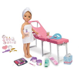 Nancy - Un Jour de Spa - Set de Soins de Beauté pour Poupée avec Camilla Pliable, Mascarillas, Ongles Thermochromiques, Palettes de Maquillage - Jouet pour Enfants de 3 Ans et Plus