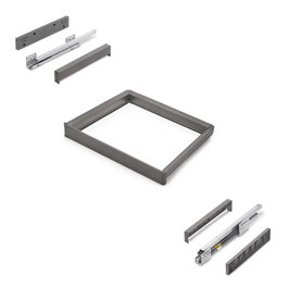 Emuca Rack avec glissières à extension totale et à fermeture douce pour accessoires d'armoire Quartz, 562-588mm, Aluminium et plastique, Titane