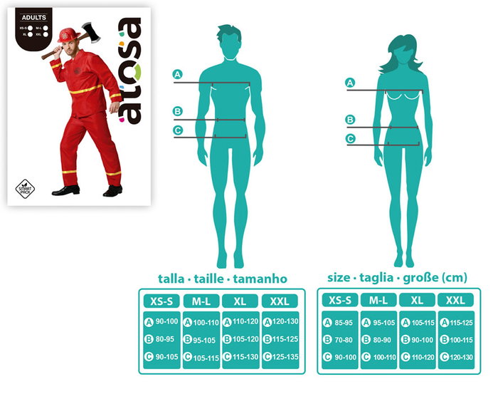 Déguisement Pompier Homme Adulte XL Rouge