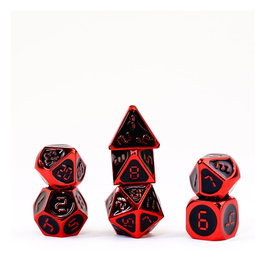 FanRoll pack de 7 dés Rouge avec émail noir