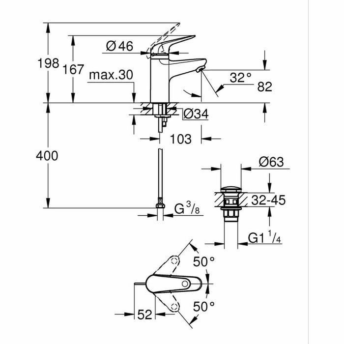 Grohe Mitigeur monocommande Swift Taille S avec sécurité enfant Grohe Mitigeur monocommande Swift Taille S avec sécurité enfant