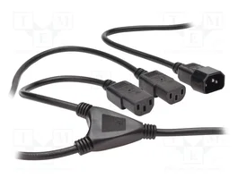 DIGITUS Câble d'alimentation H05VV-F, 2x IEC C13 femelle à IEC C14 mâle, 1,7m, noir