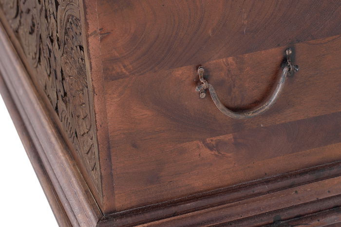 GINER Y COLOMER Buffet coffre en bois de manguier marron bicolore avec détails en fer vieilli - 116x45x40 cm - Artisanal