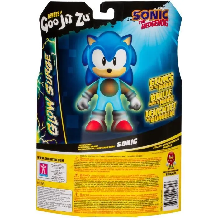 Heroes Of Goo Jit Zu - Figurine extensible et lumineuse Sonic Glow Surge 13 cm - Figurine phosphorescente Sonic The Hedgehog