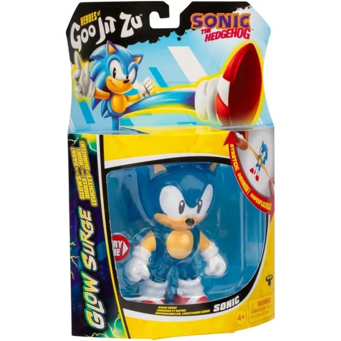 Heroes Of Goo Jit Zu - Figurine extensible et lumineuse Sonic Glow Surge 13 cm - Figurine phosphorescente Sonic The Hedgehog
