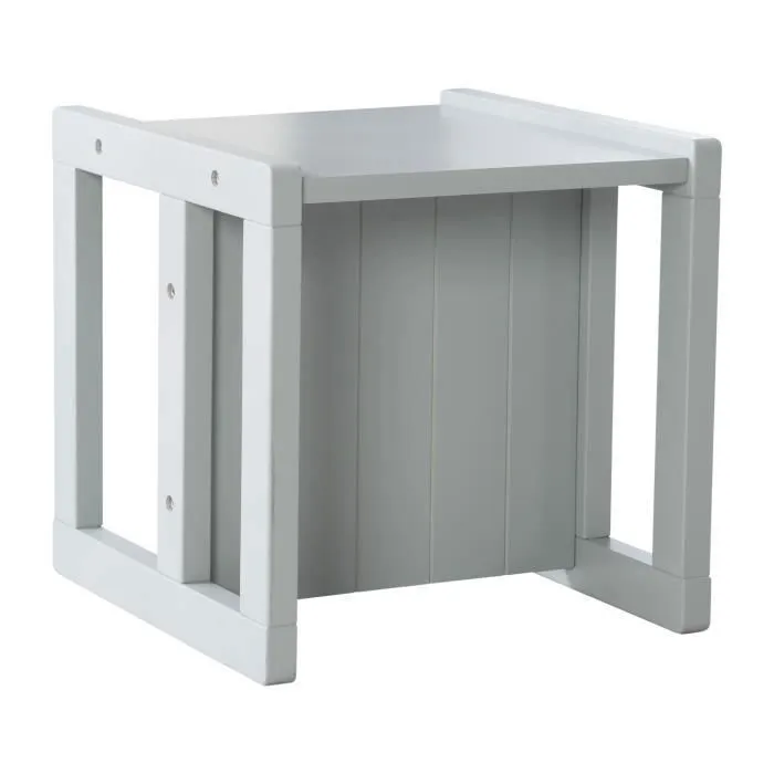 Roba Tabouret Évolutif Enfant - 3 Hauteurs (14/18/29 cm) - Style Campagne - Gris - Capacité 60 kg - Conforme EN 71-1:2014
