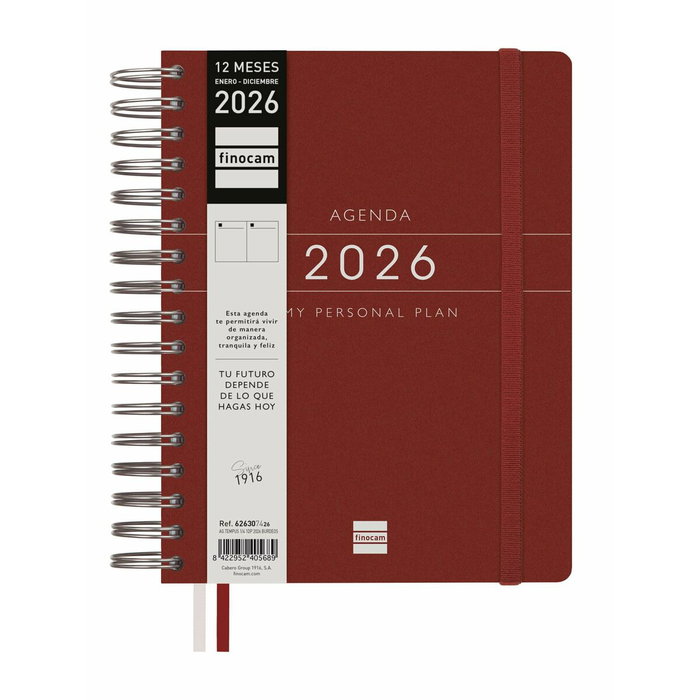 Agenda Finocam Bordeaux quarto 15,5 x 21,7 cm