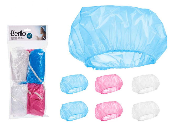Berilo Lot de 6 Bonnets de Douche Assortis Couleurs 11 x 14 x 4 cm Plastique (Set de 48) Berilo Lot de 6 Bonnets de Douche Assortis Couleurs 11 x 14 x 4 cm Plastique (Set de 48)