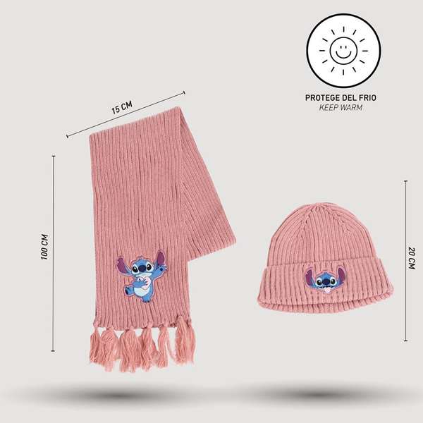 Cerdá Tu:T.Unica - Ensemble 2 pièces avec écharpe Stitch - Coloris rose - À partir de 3 ans