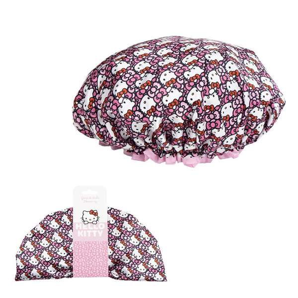 Cerdá Gorro de douche Hello Kitty 27 x 27 cm - Bonnet de bain enfant 3 ans - Rose