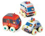 Molto - Set de 3 Voitures à friction - Jouet pour enfant à partir de 1 an - Jeu de voitures en tissu, sans piles, sans montage, boîte et instructions en espagnol et anglais