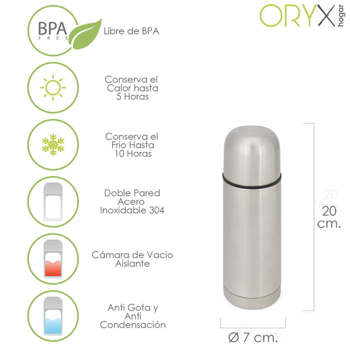 ORYX Thermos Liquides en Acier Inoxidable 350 ml Antigoutte ORYX Thermos Liquides en Acier Inoxidable 350 ml Antigoutte