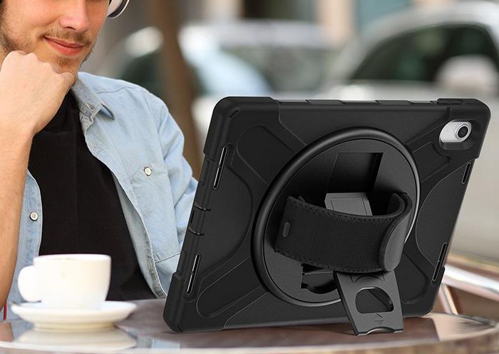 eSTUFF Coque CHICAGO pour iPad 11e/10e génération avec protecteur d'écran intégré, anti-choc MIL-STD-810H, béquille et poignée - Noir eSTUFF Coque CHICAGO pour iPad 11e/10e génération avec protecteur d'écran intégré, anti-choc MIL-STD-810H, béquille et poignée - Noir