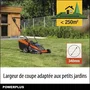 Dual Power Tondeuse à Gazon sans Fil 20V POWDPGLWS1 - Largeur de Coupe 34 cm, Moteur Brushless, Batterie 4Ah et Chargeur Inclus, 5 Hauteurs Réglables, Sac 30 L