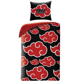 Naruto Parure de lit Akatsuki Microfibre Noir et Rouge 2 pièces