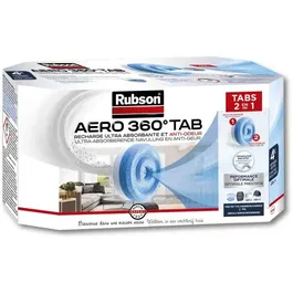 Rubson AERO 360 - Absorbeur d'humidité rechargeable Neutre - Lot de 4 recharges - Jusqu'à 40% d'absorption en plus