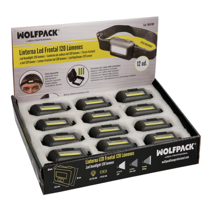 WOLFPACK LINEA PROFESIONAL Lampe Frontale LED Ajustable 120 Lumens WOLFPACK LINEA PROFESIONAL Lampe Frontale LED Ajustable 120 Lumens