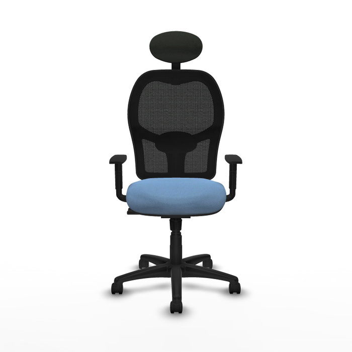 Piqueras Y Crespo Chaise de bureau Alocén, bleu ciel et noir, mécanisme synchrone, appui-tête fixe