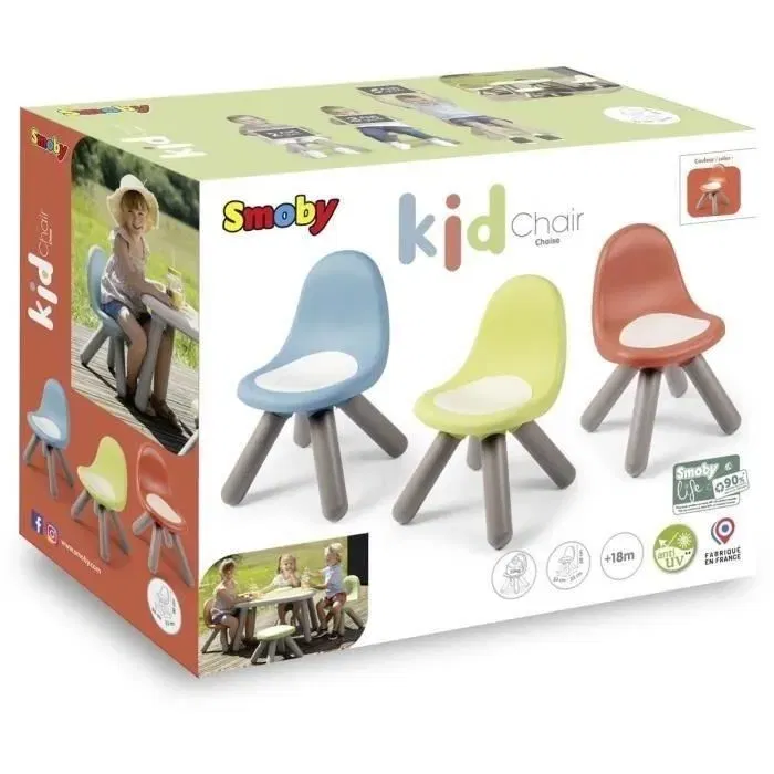 Smoby Chaise d'enfant Terra Cotta, 18 mois et plus, Pieds soufflés en plastique, Anti-UV, Pour intérieur et extérieur