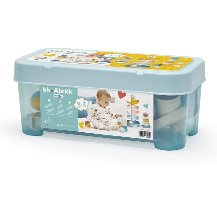 Ecoiffier Bb Abrick 7935 - Coffret d'éveil 3 en 1 avec pyramide, pots gigognes et tour à balle - Jouet dès 6 mois