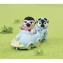 Sylvanian Families - Poupées jumeaux Pingouin avec voiture et lunettes articulées - Figurines articulées pour enfants dès 3 ans