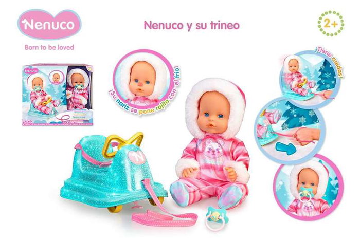 Nenuco Poupée et son traîneau à roues 35 cm