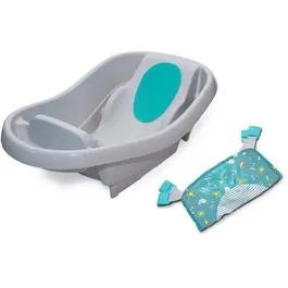 Ingenuity Baignoire bébé évolutive et transat Comfy Clean Deluxe, grand confort extra-large avec support hamac en tissu doux, 0-24 mois