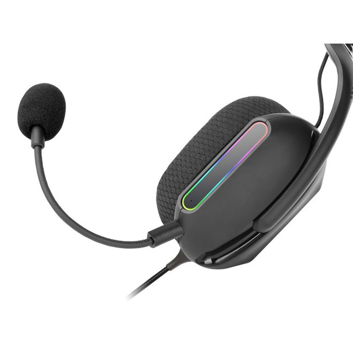 Mars Gaming MH-PRO ARGB Casque Gaming Noir Léger 190g avec Micro et Éclairage
