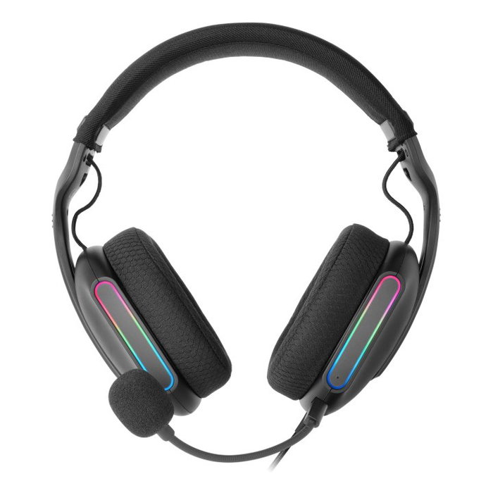 Mars Gaming MH-PRO ARGB Casque Gaming Noir Léger 190g avec Micro et Éclairage
