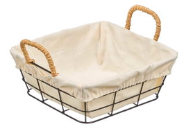 KINVARA Cesta carrée en métal et tissu beige