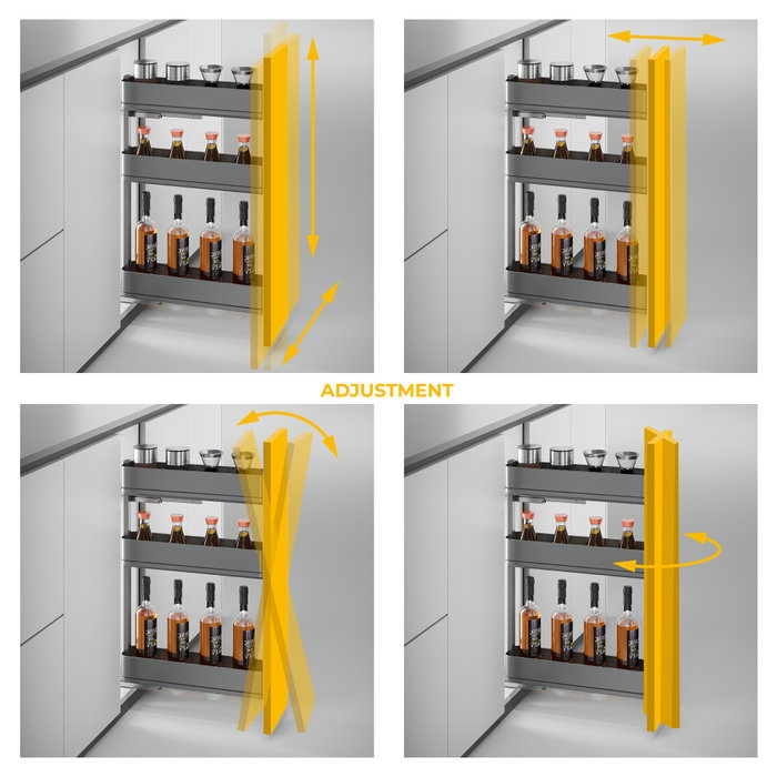 Emuca Porte-bouteilles latéral extractible Harmony avec fermeture amortie, Module largeur 200mm hauteur 800mm, Acier et Bois, Gris anthracite