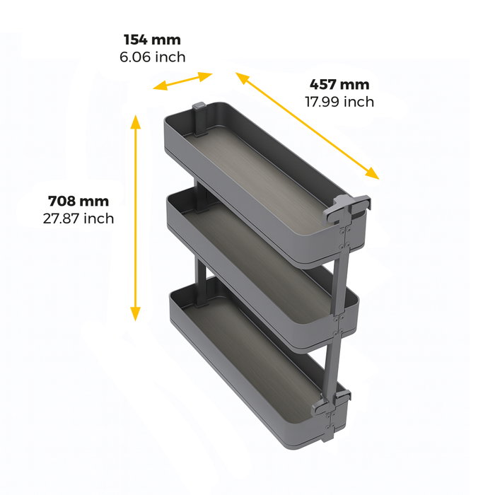 Emuca Porte-bouteilles latéral extractible Harmony avec fermeture amortie, Module largeur 200mm hauteur 800mm, Acier et Bois, Gris anthracite